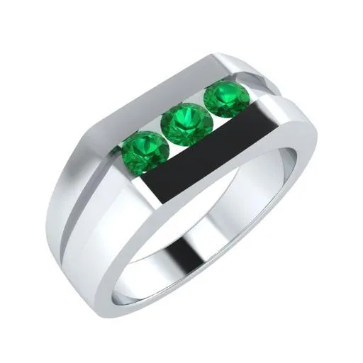 EternalDia Round Shape 0.3 Ct D/VVS1 Simulated Diamond Three Stone Wedding Band Ring In 925 Sterling Silver
