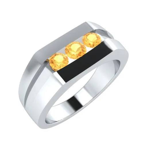 EternalDia Round Shape 0.3 Ct D/VVS1 Simulated Diamond Three Stone Wedding Band Ring In 925 Sterling Silver
