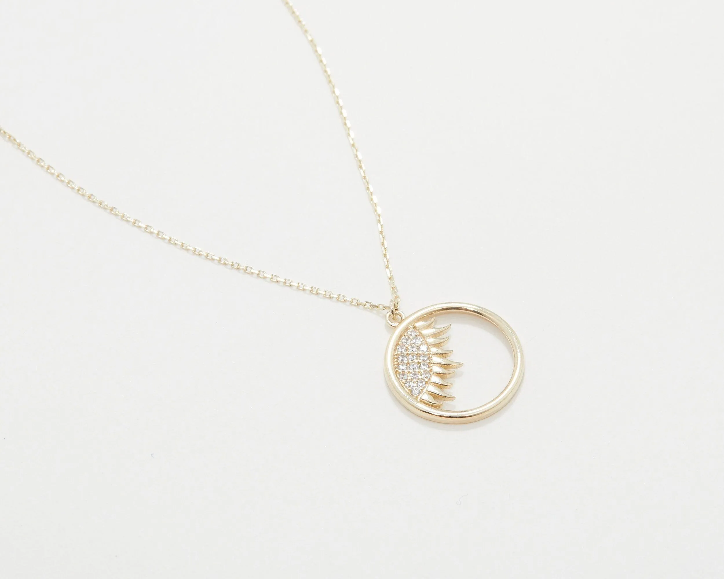 Evil Eye Sun Necklace - 18K Gold Vermeil