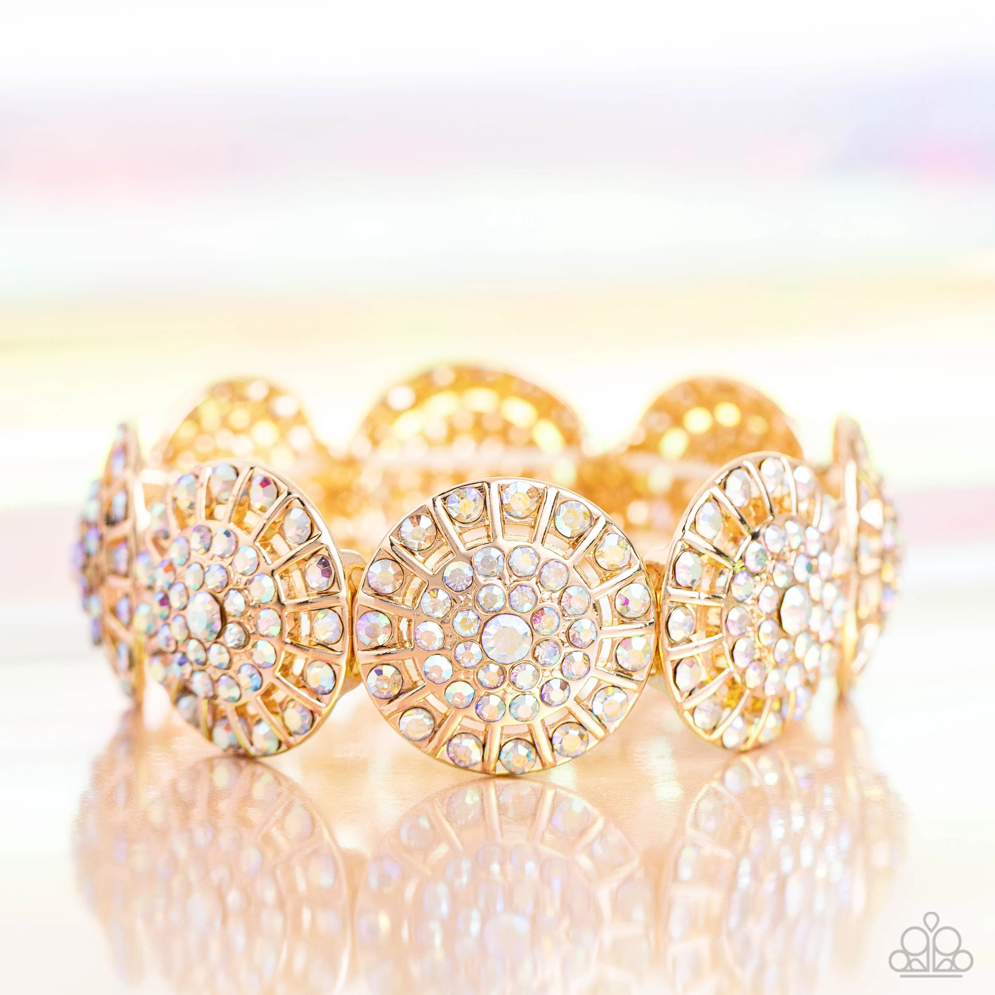Executive Elegance - Multi (Iridescent Rhinestones/Gold Disc) Bracelet