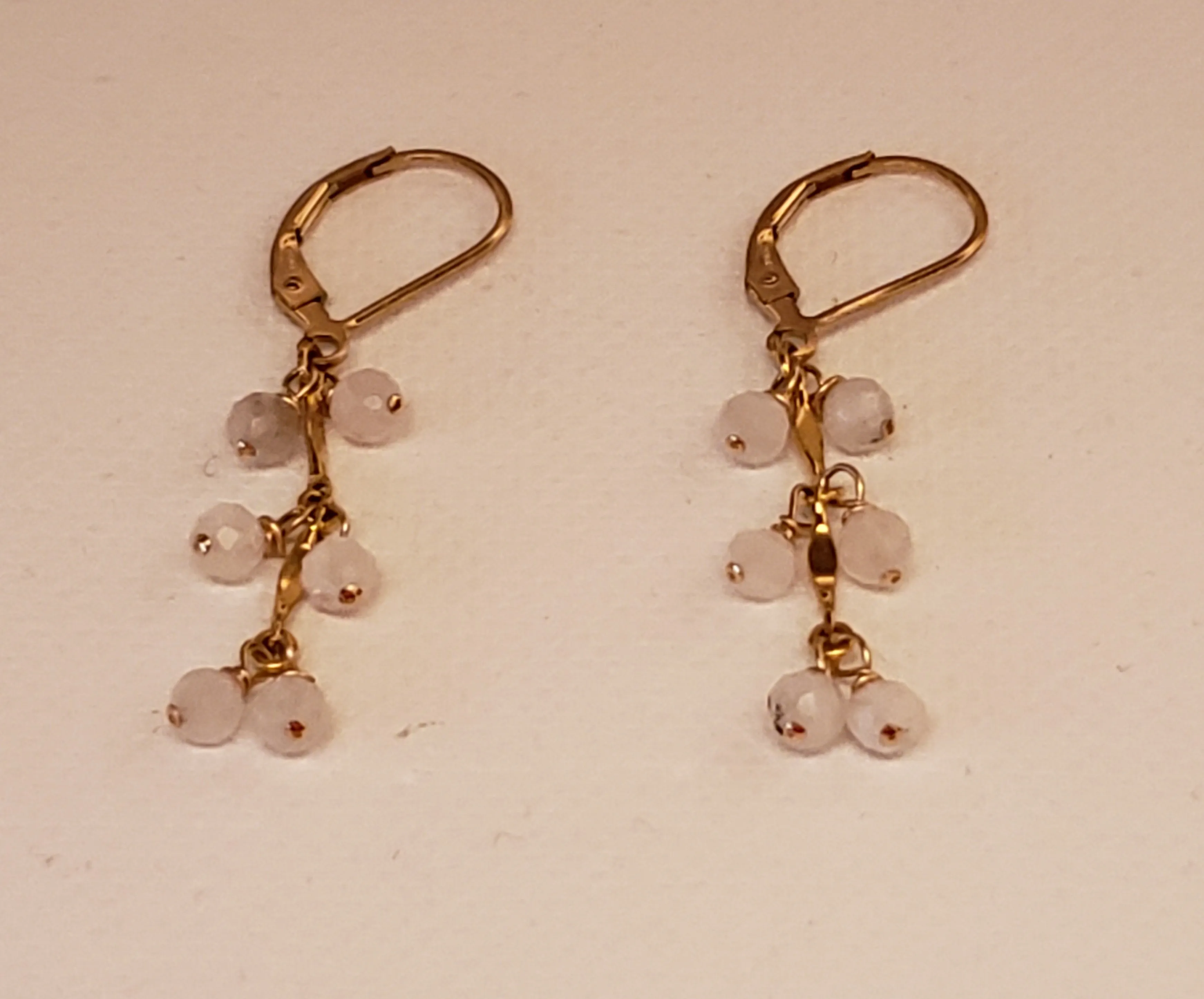 Faceted Moonstone Cluster Drop Earrings on 14kt Gold-Filled Bar Chain