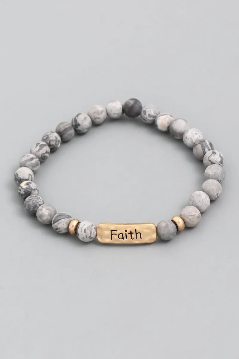 Faith Stone Bead Bracelet