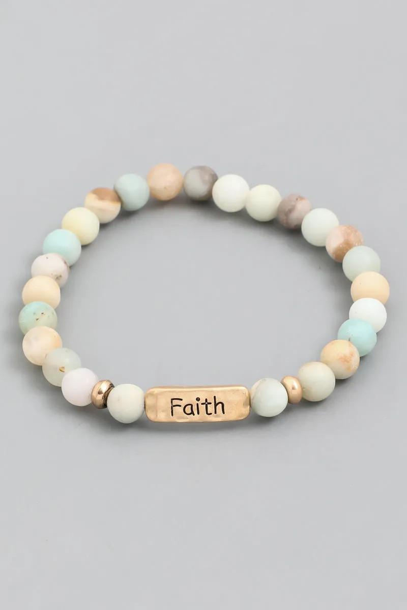 Faith Stone Bead Bracelet