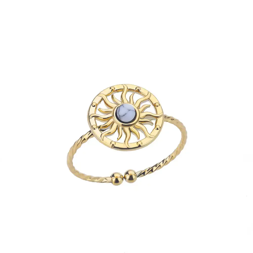 Fashion Stainless Steel Gold Color Hoop Rings For Women Luxury Open Adjustable Eyes Ring Jewelry Sets Wedding Party