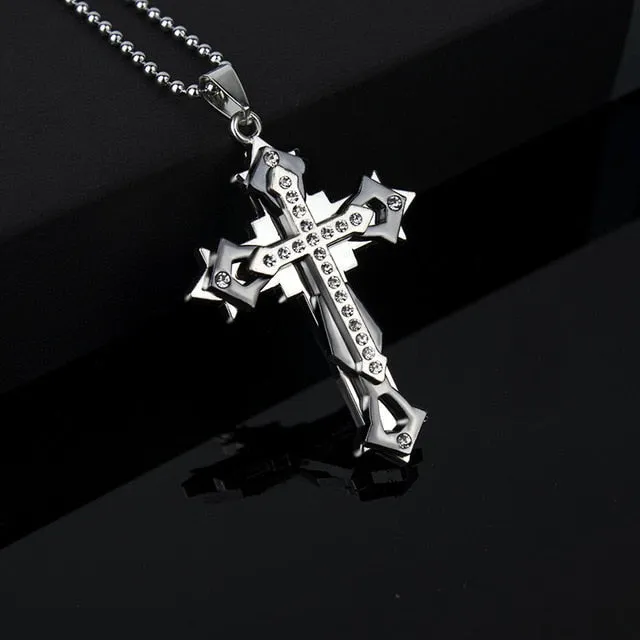 Fashion Unisex Trendy Stainless Steel Cross Armour Minimalist Chain
