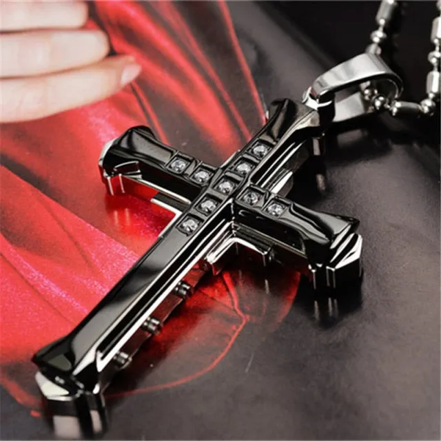 Fashion Unisex Trendy Stainless Steel Cross Armour Minimalist Chain