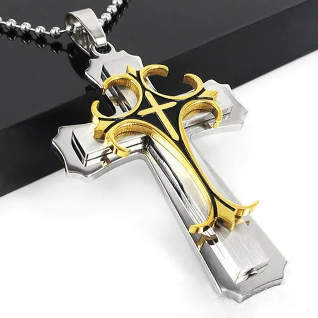 Fashion Unisex Trendy Stainless Steel Cross Armour Minimalist Chain