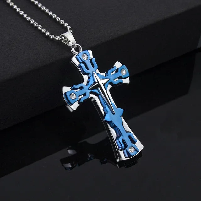 Fashion Unisex Trendy Stainless Steel Cross Armour Minimalist Chain