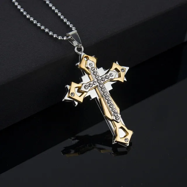 Fashion Unisex Trendy Stainless Steel Cross Armour Minimalist Chain