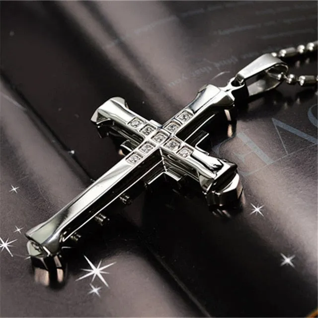 Fashion Unisex Trendy Stainless Steel Cross Armour Minimalist Chain