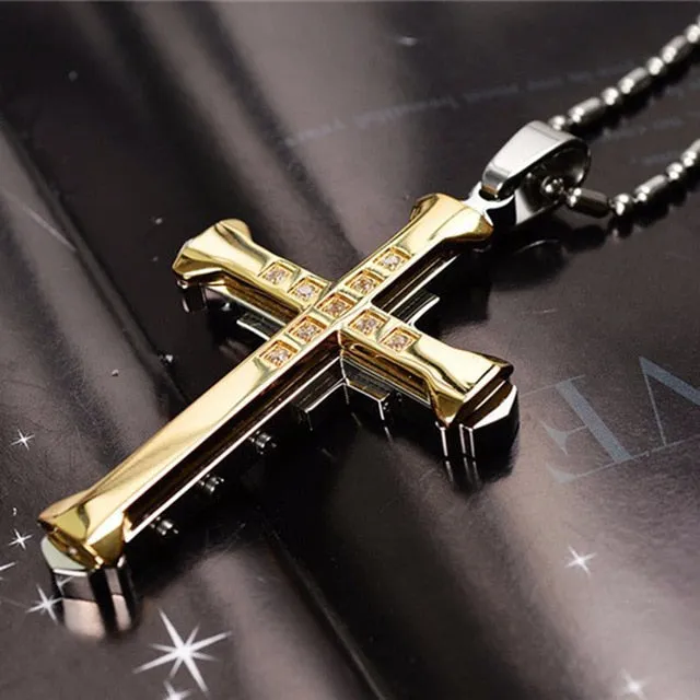 Fashion Unisex Trendy Stainless Steel Cross Armour Minimalist Chain
