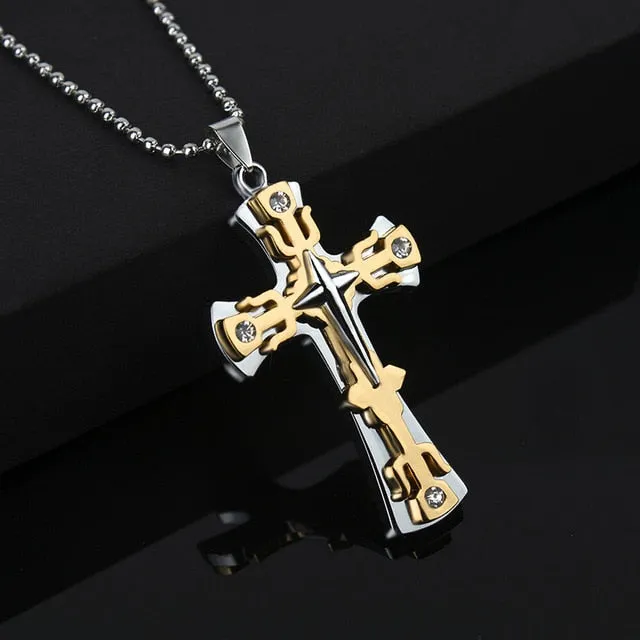 Fashion Unisex Trendy Stainless Steel Cross Armour Minimalist Chain