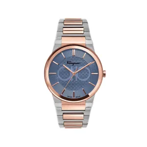 Ferragamo Contemporary Sapphire Two-Tone Stainless Steel Blue Dial Quartz Watch For Gents - Sfhp00720