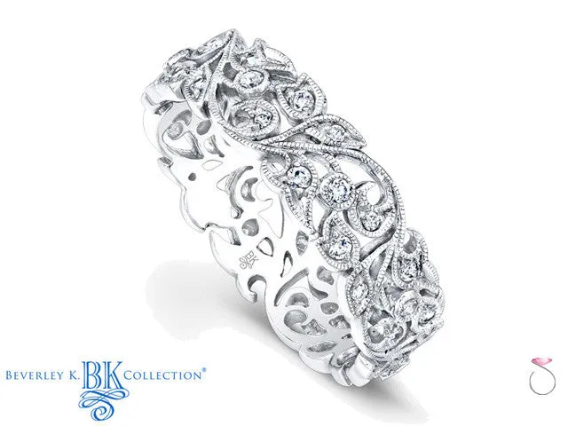 Floral 0.36ct Diamond Wedding Band 0.36ct in 18K - Beverley K