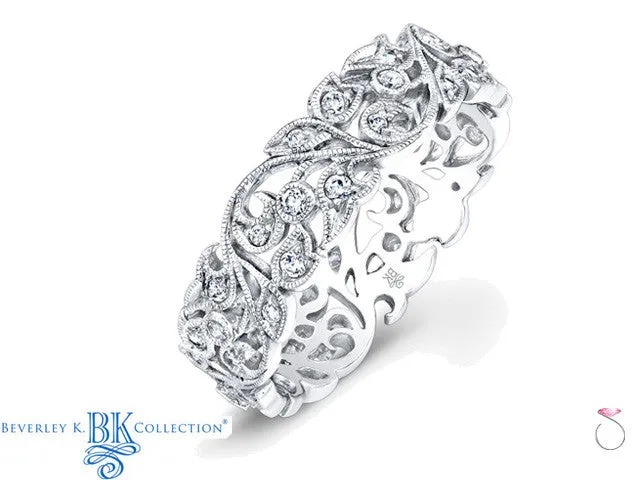 Floral 0.36ct Diamond Wedding Band 0.36ct in 18K - Beverley K