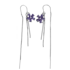 Floral Threader Earrings (Silver)
