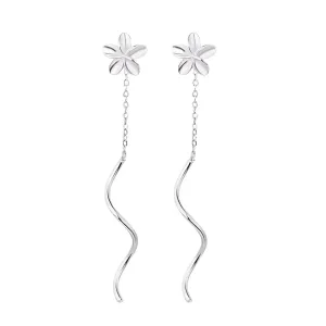 Flower Threader Earrings Silver
