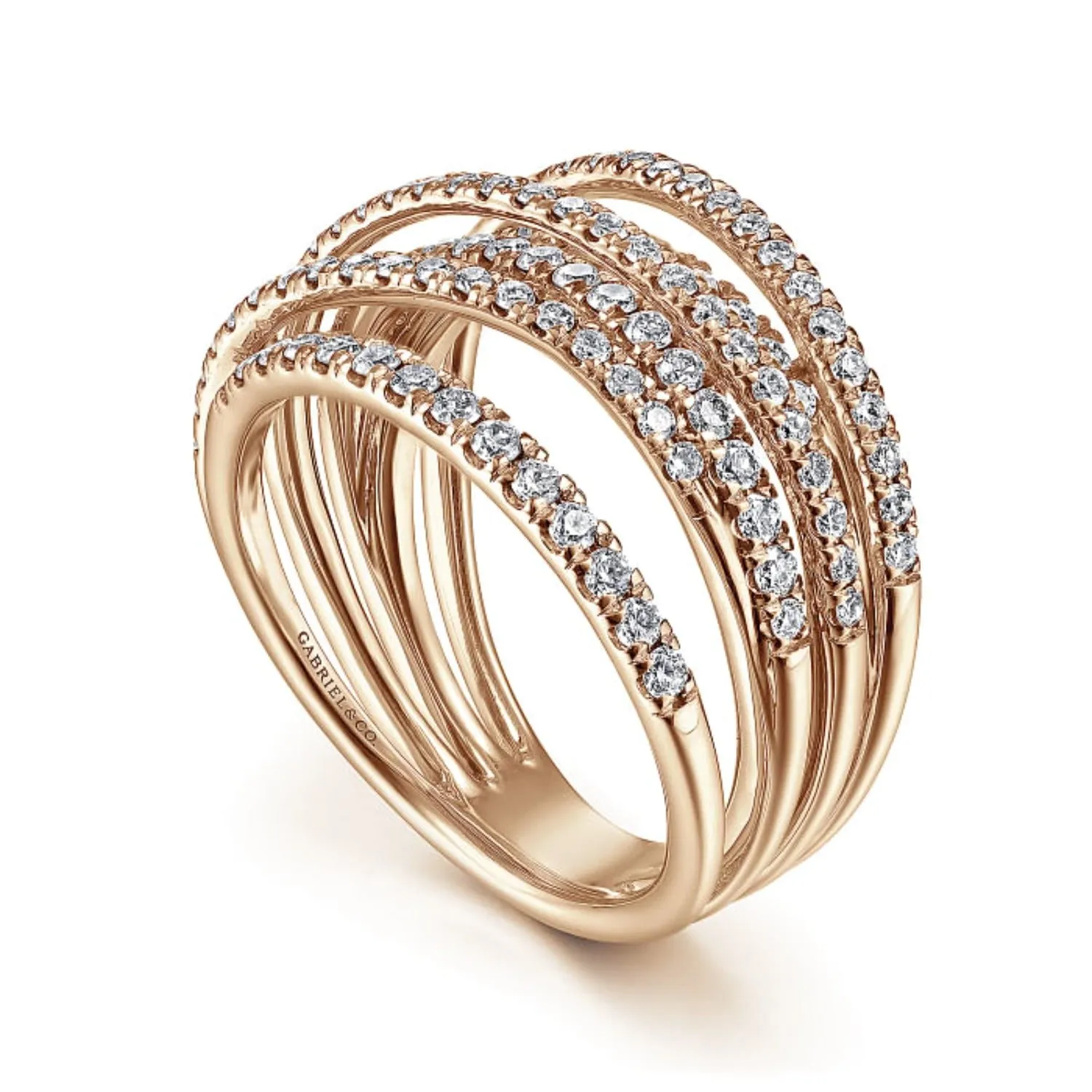 Gabriel & Co. Diamond "Wave" Cross Over Ring