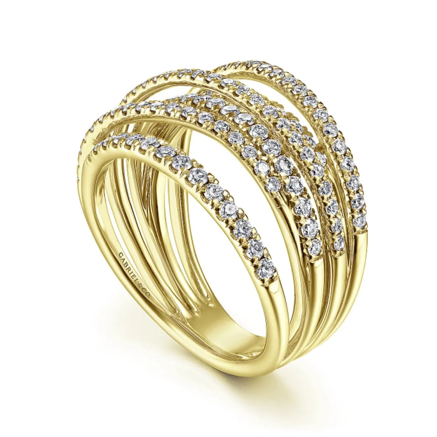 Gabriel & Co. Diamond "Wave" Cross Over Ring