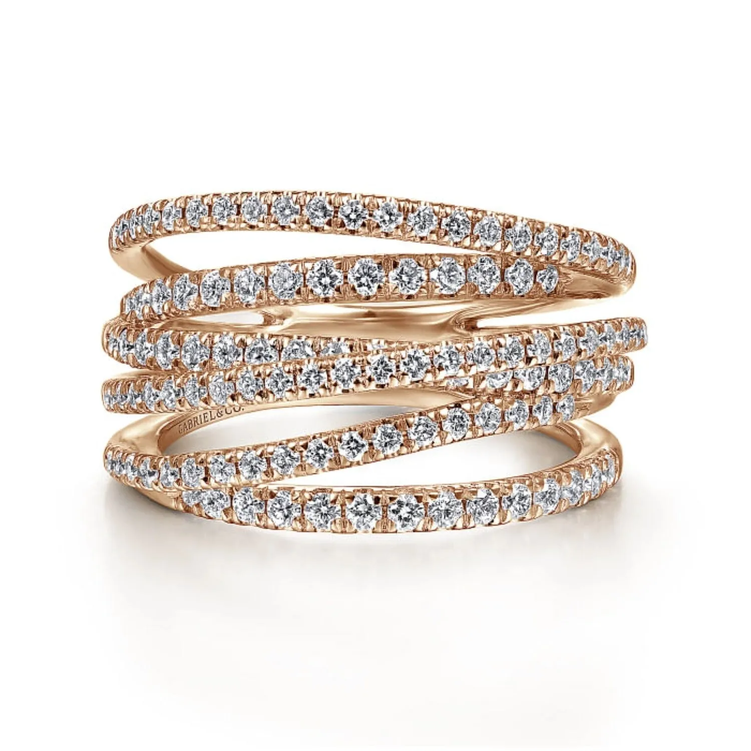 Gabriel & Co. Diamond "Wave" Cross Over Ring