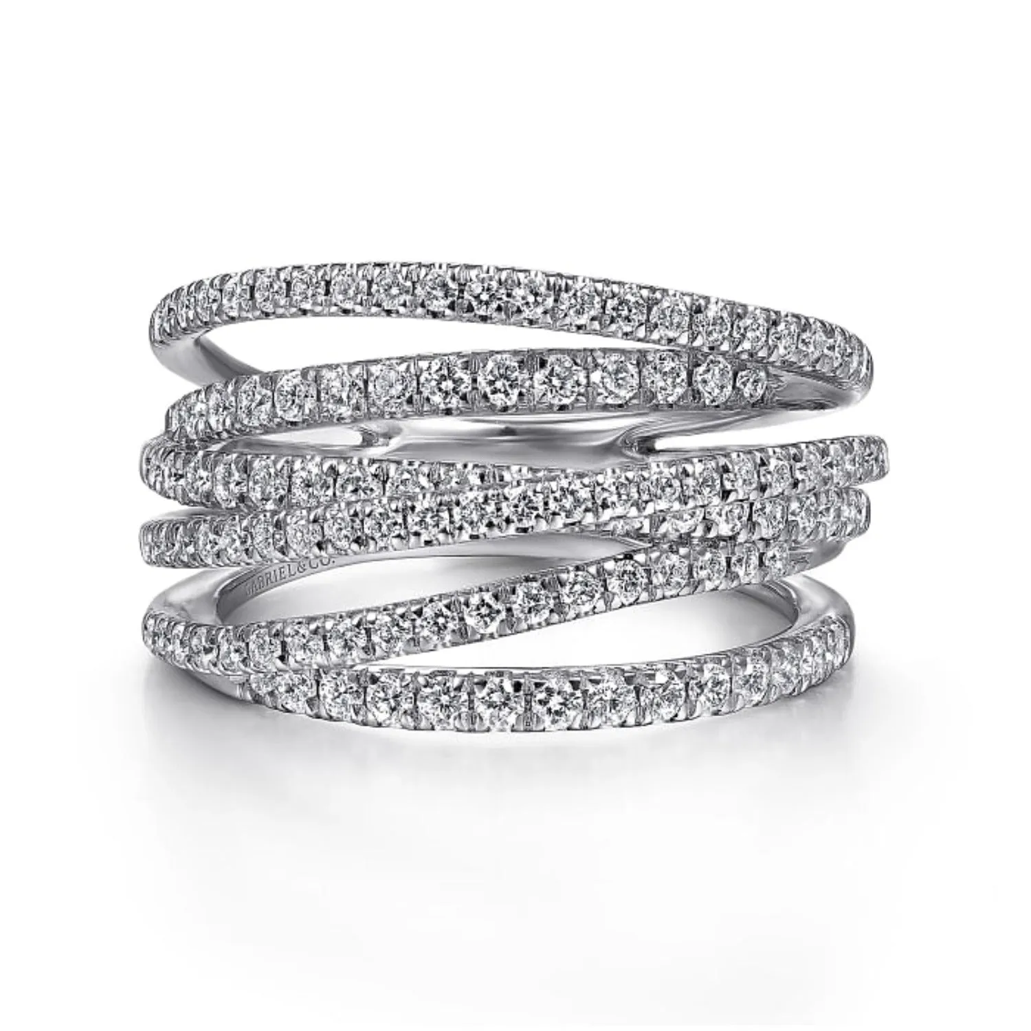 Gabriel & Co. Diamond "Wave" Cross Over Ring
