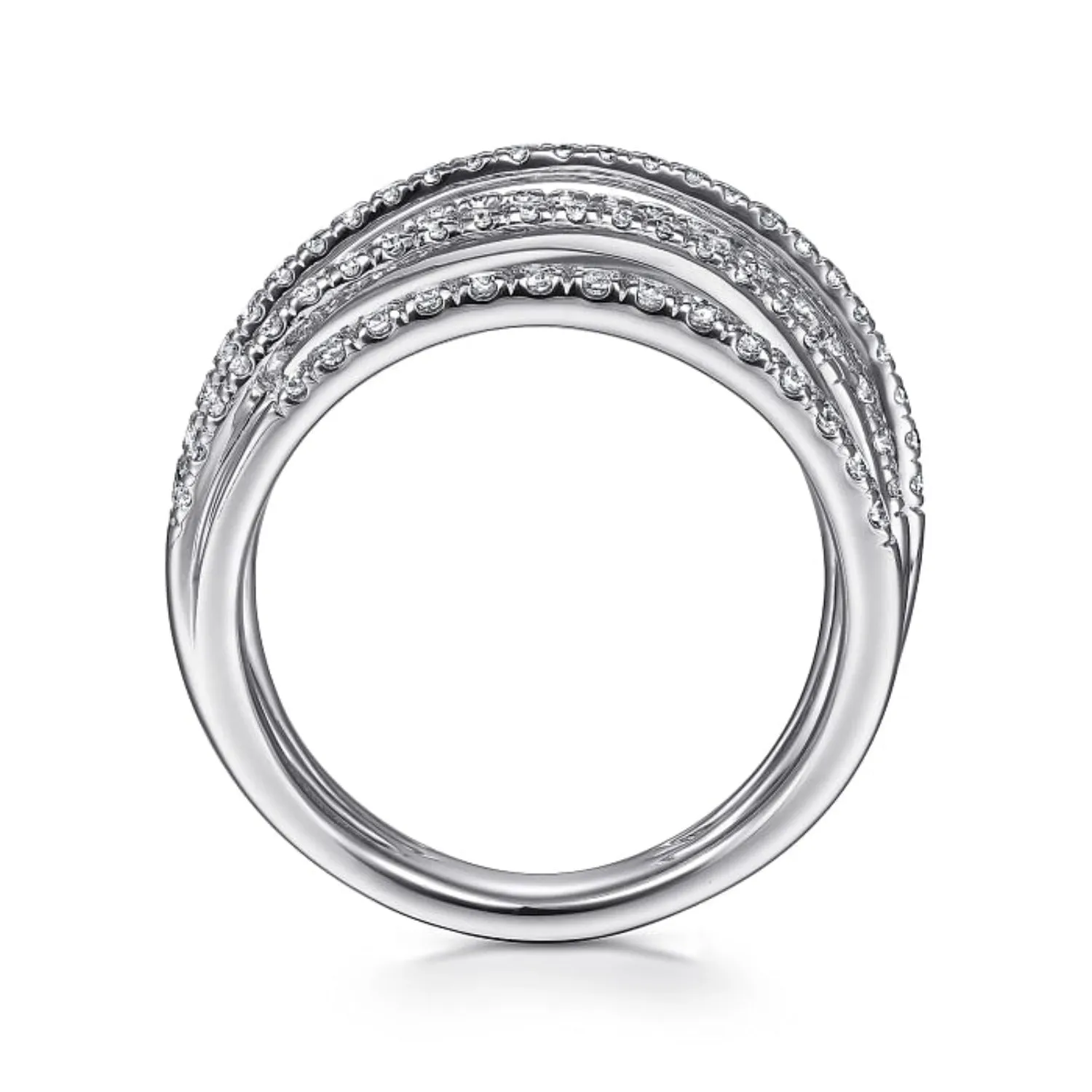 Gabriel & Co. Diamond "Wave" Cross Over Ring