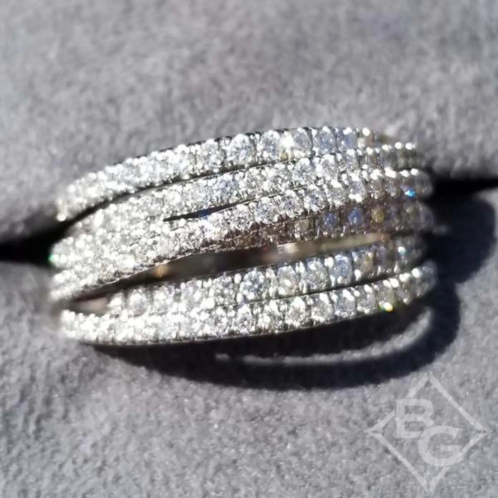 Gabriel & Co. Diamond "Wave" Cross Over Ring