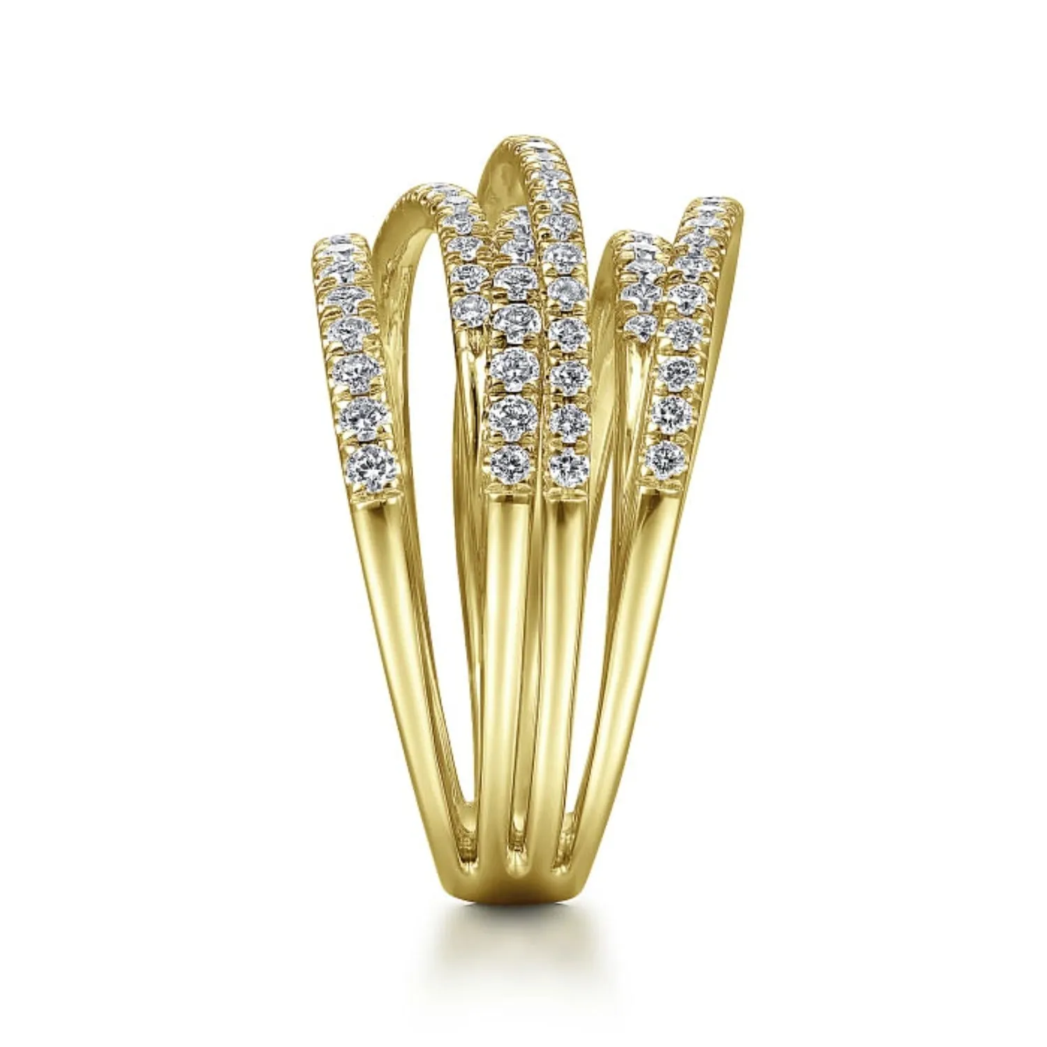 Gabriel & Co. Diamond "Wave" Cross Over Ring