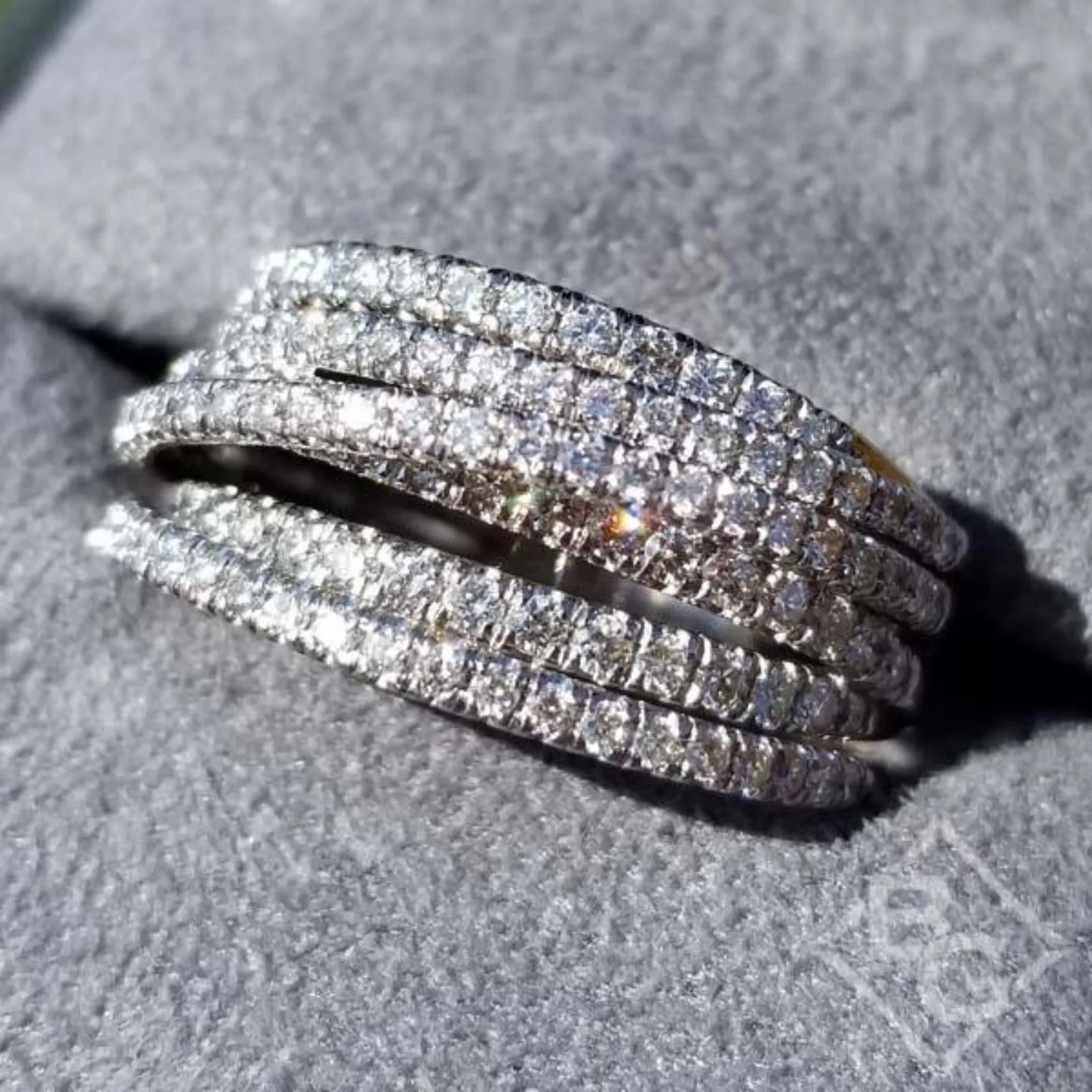Gabriel & Co. Diamond "Wave" Cross Over Ring