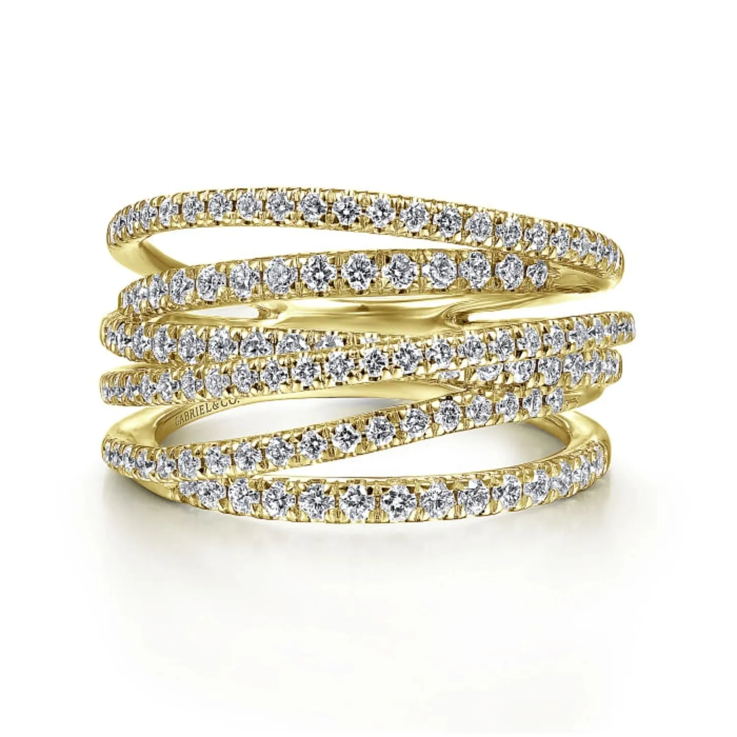 Gabriel & Co. Diamond "Wave" Cross Over Ring