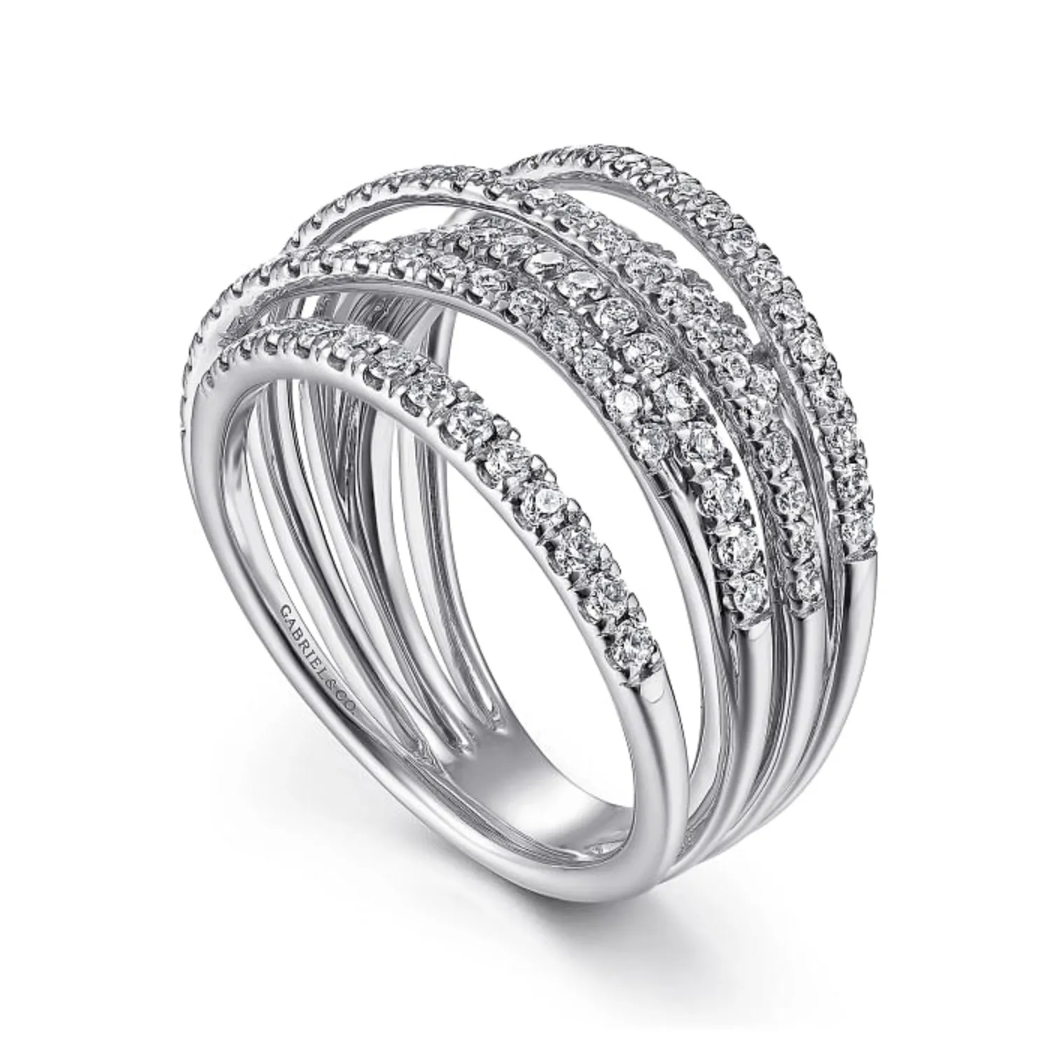 Gabriel & Co. Diamond "Wave" Cross Over Ring
