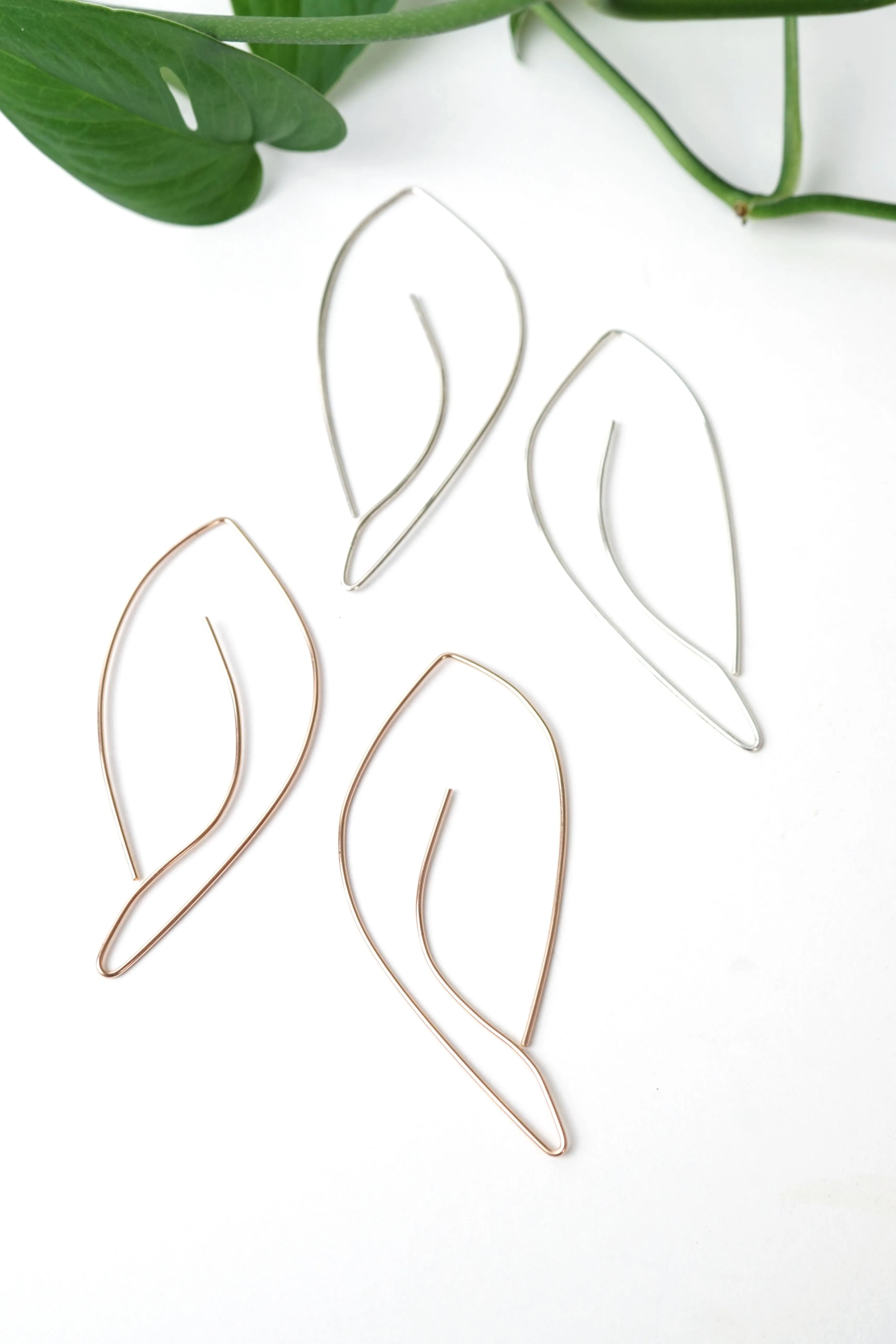 Galbe Threader Hoop Earrings in silver or gold-filled