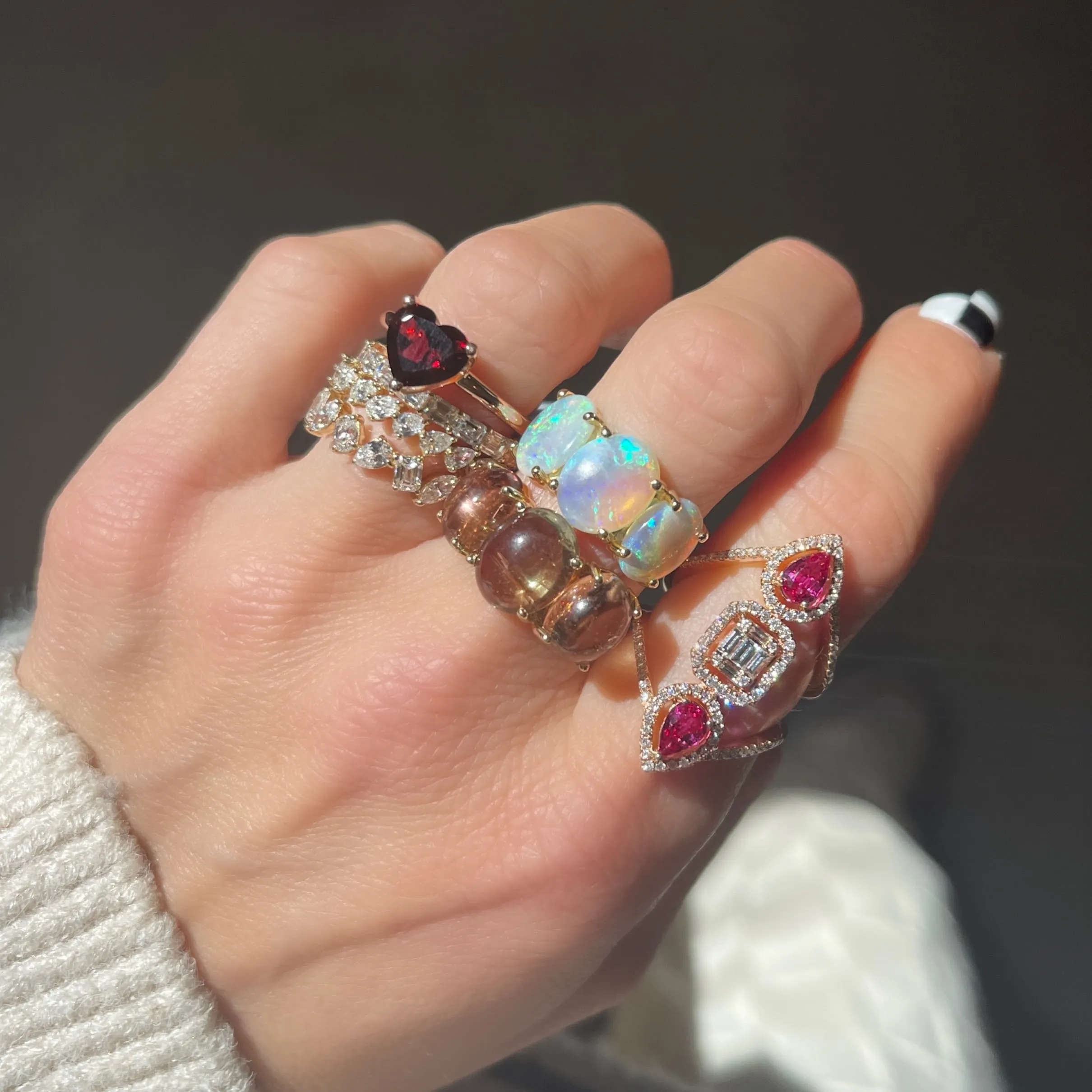 Garnet Heart Solitaire Ring