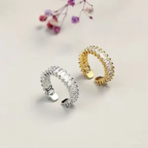 Gemstone Baguette Crystal Rings Set