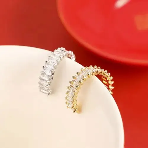 Gemstone Baguette Crystal Rings Set
