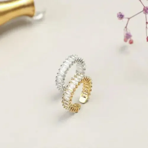 Gemstone Baguette Crystal Rings Set