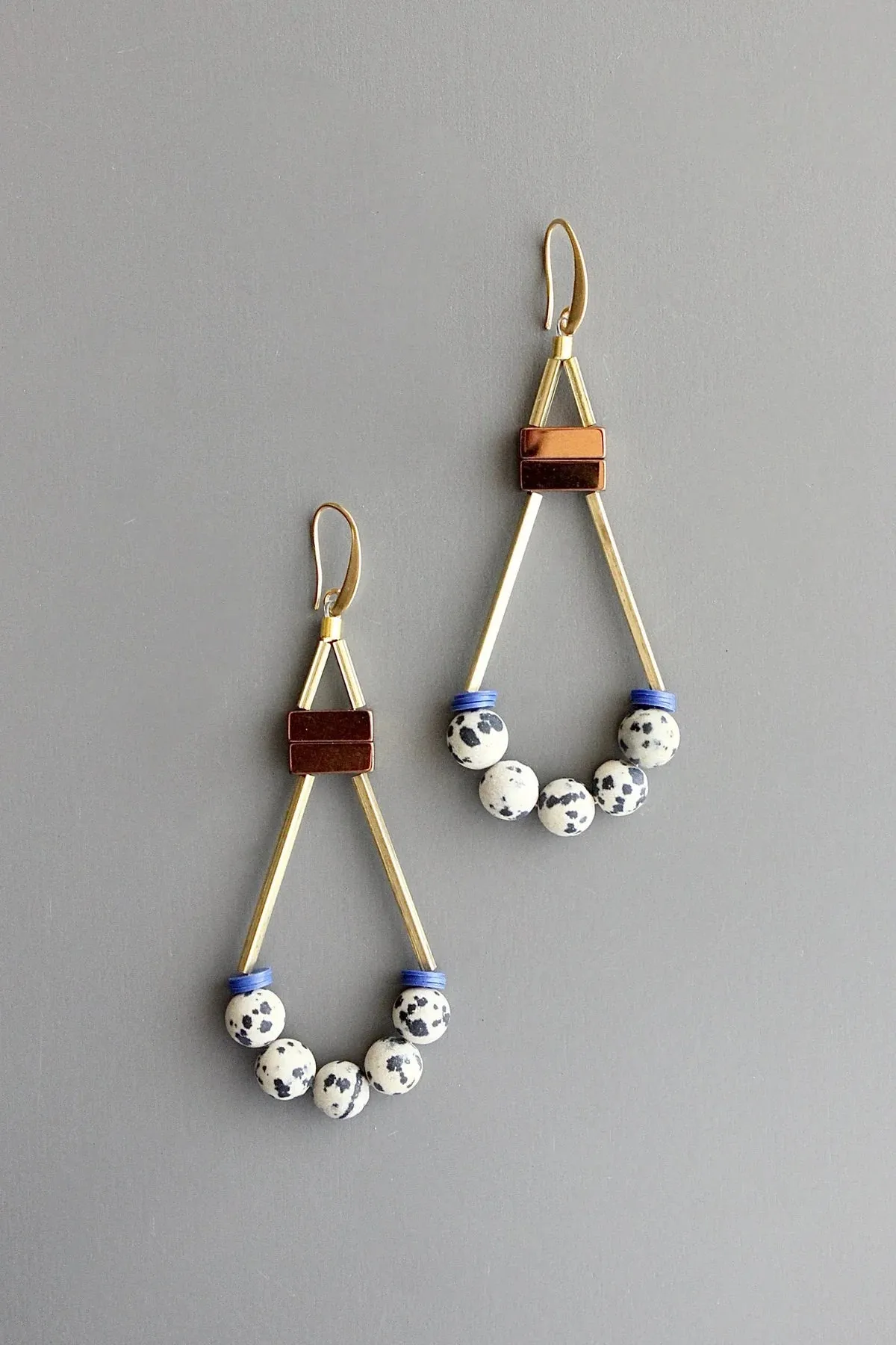 Geometric Dalmatian earrings