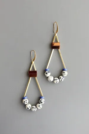 Geometric Dalmatian earrings