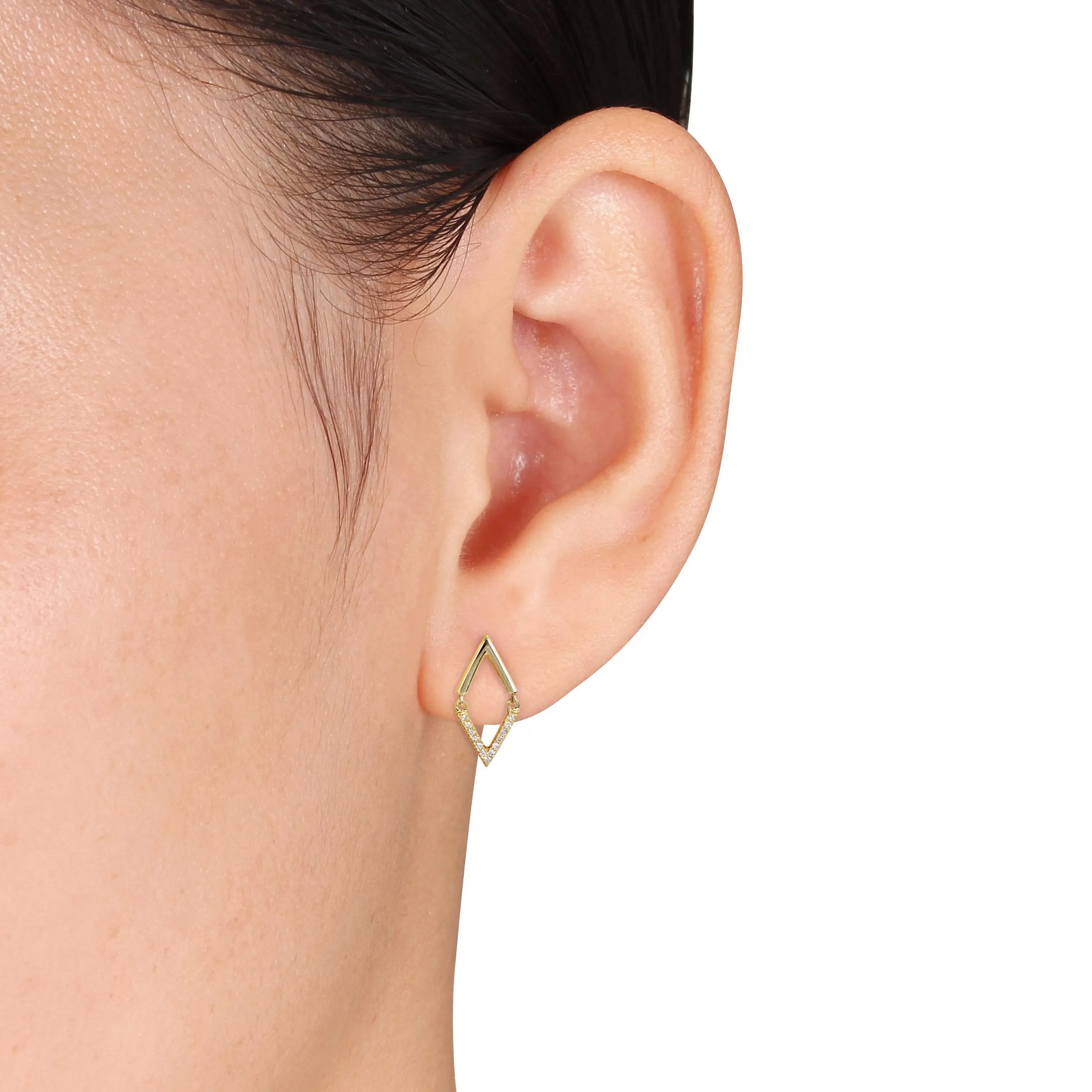 Geometric Diamond Gold Dangle Earrings