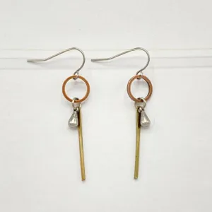 Geometric Earrings with Silver, Brass, and Copper