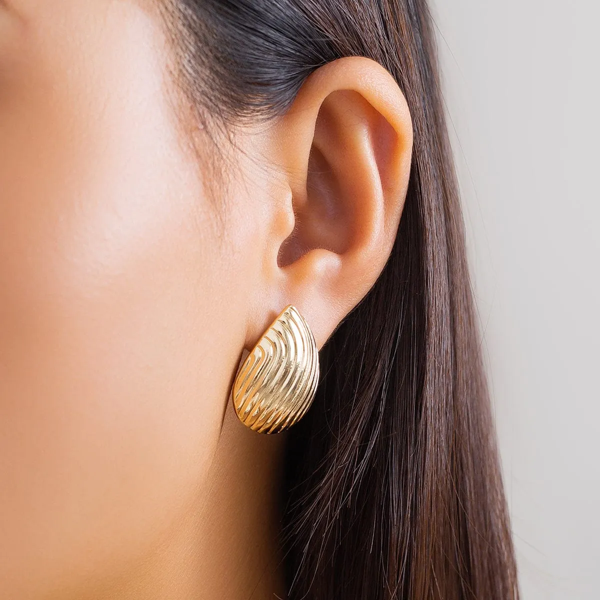 Geometric Gold Silver Plated Pattren Waterdrop Earrings