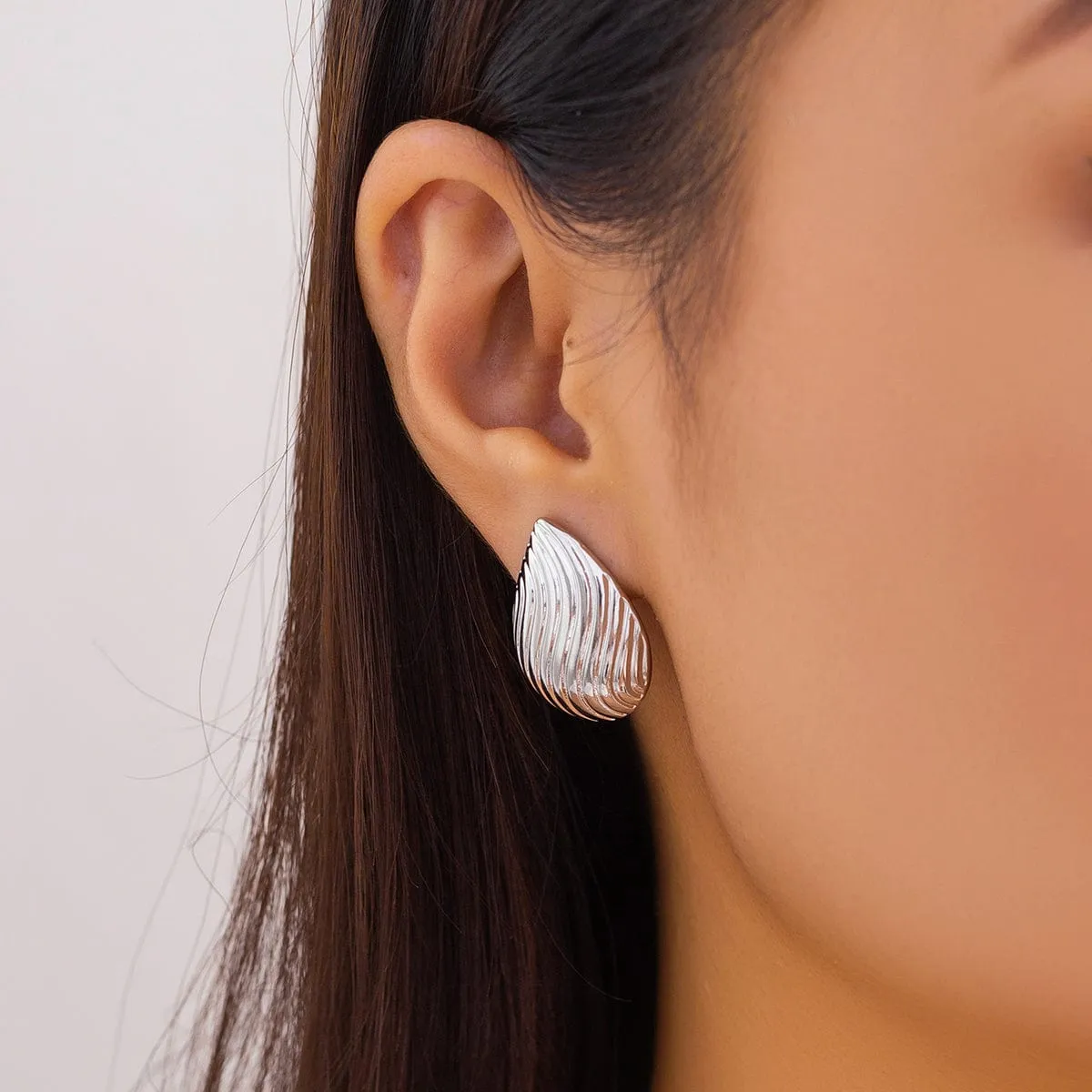 Geometric Gold Silver Plated Pattren Waterdrop Earrings