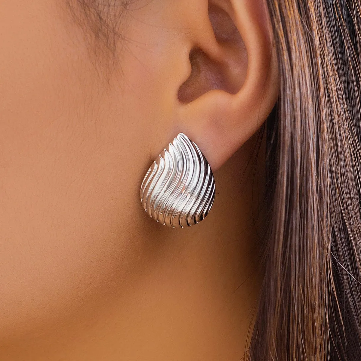 Geometric Gold Silver Plated Pattren Waterdrop Earrings