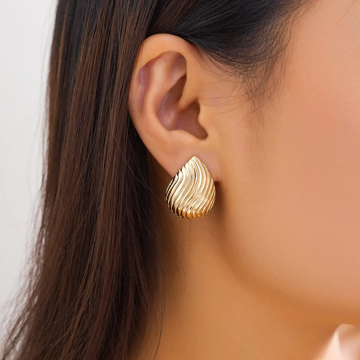 Geometric Gold Silver Plated Pattren Waterdrop Earrings
