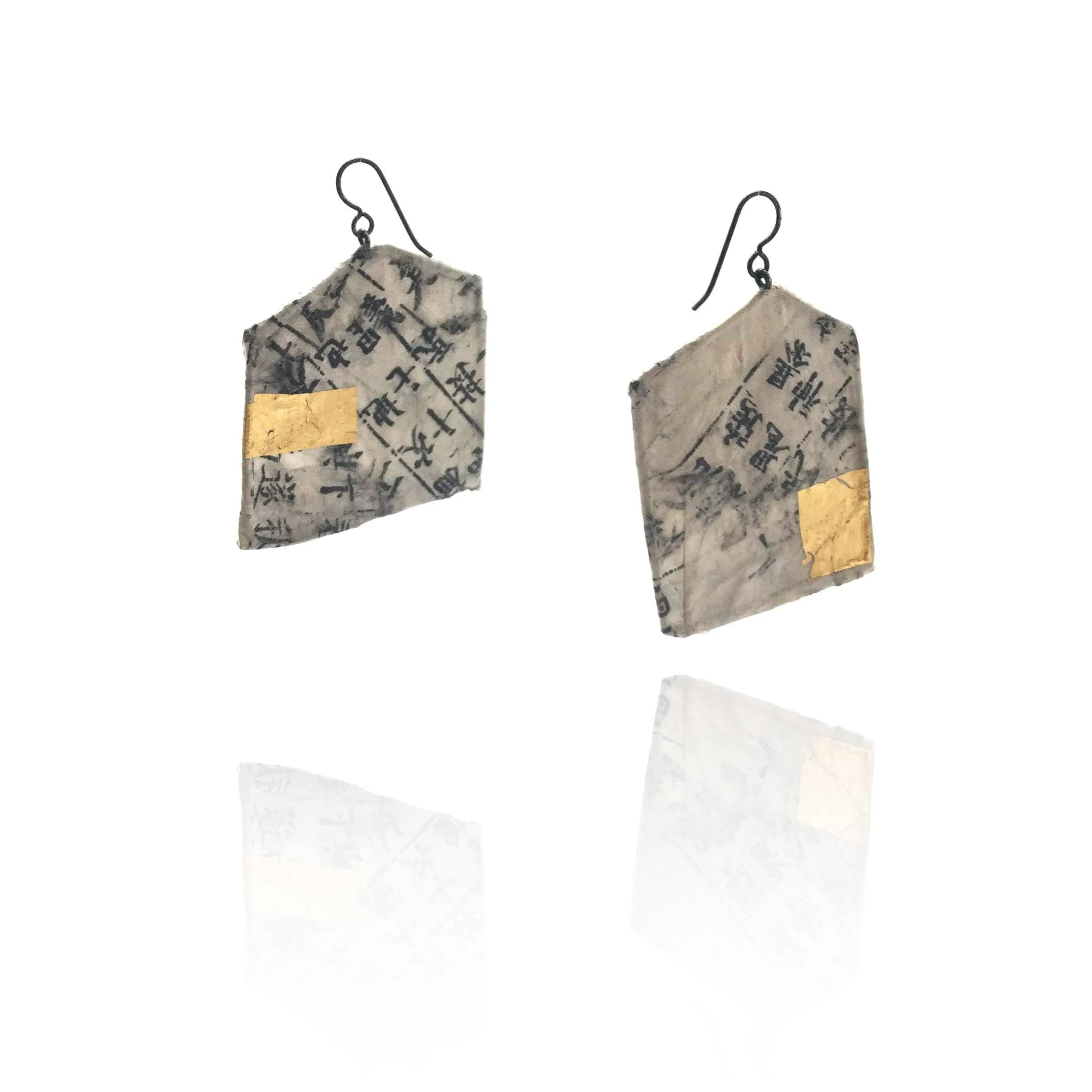 Geometric Hanji Paper & Gold Earrings