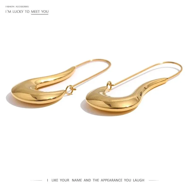Geometric Hoop Earrings Minimalist Metal 18 K Plated Earrings