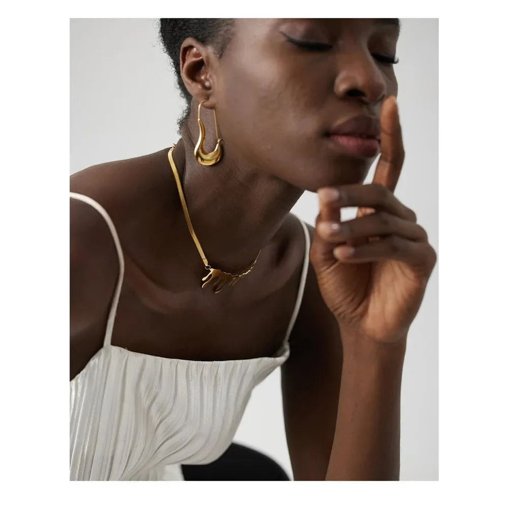 Geometric Hoop Earrings Minimalist Metal 18 K Plated Earrings