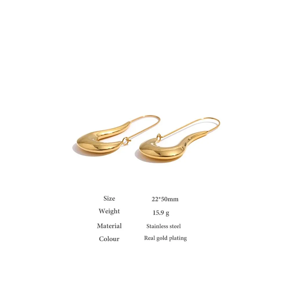 Geometric Hoop Earrings Minimalist Metal 18 K Plated Earrings