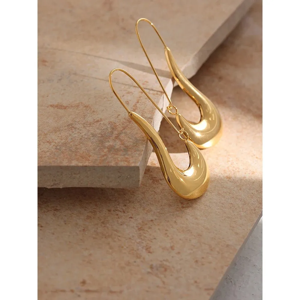 Geometric Hoop Earrings Minimalist Metal 18 K Plated Earrings