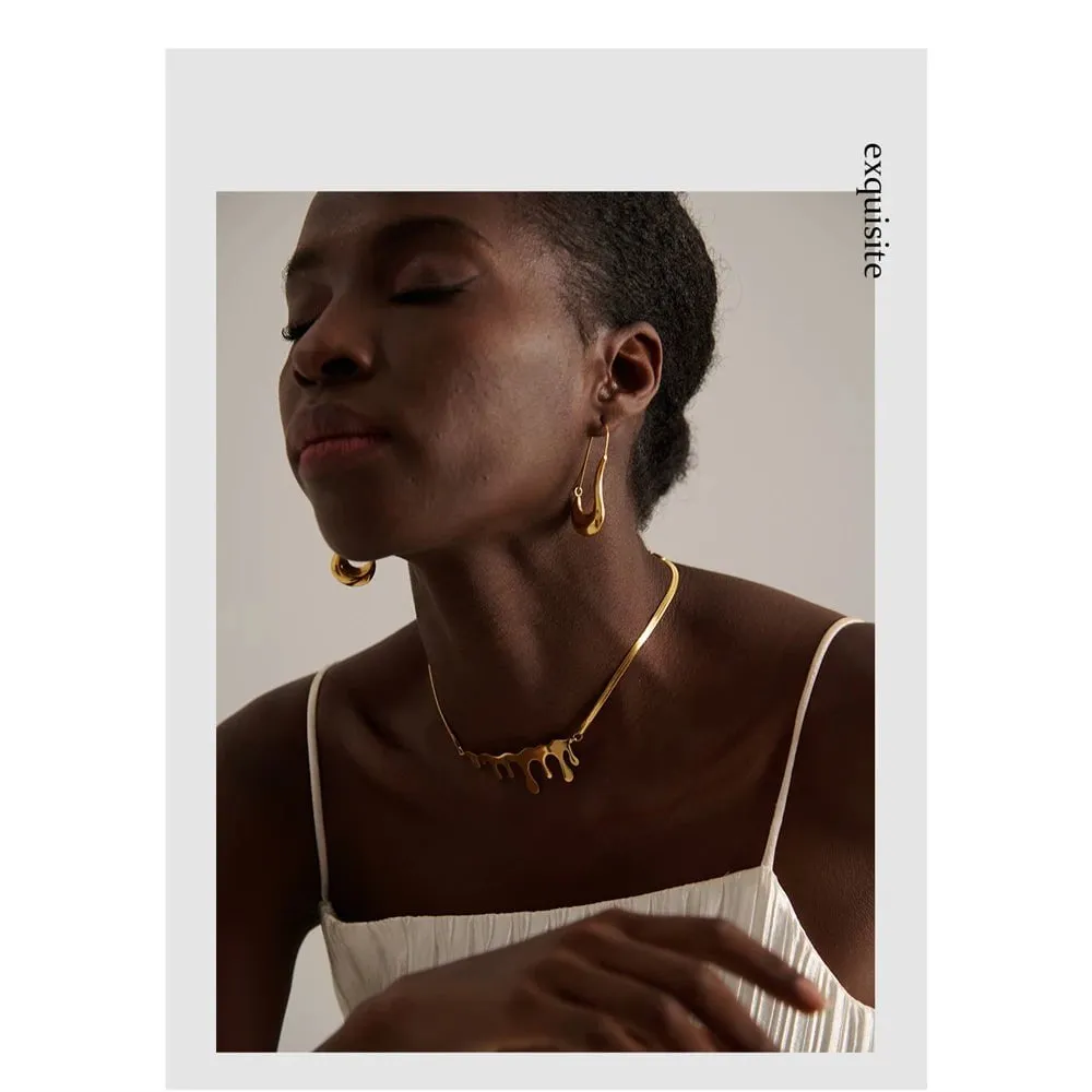 Geometric Hoop Earrings Minimalist Metal 18 K Plated Earrings